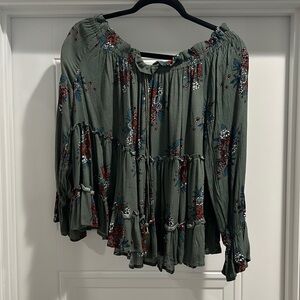 Off The Shoulder Floral Long Sleeve Top Size Medium